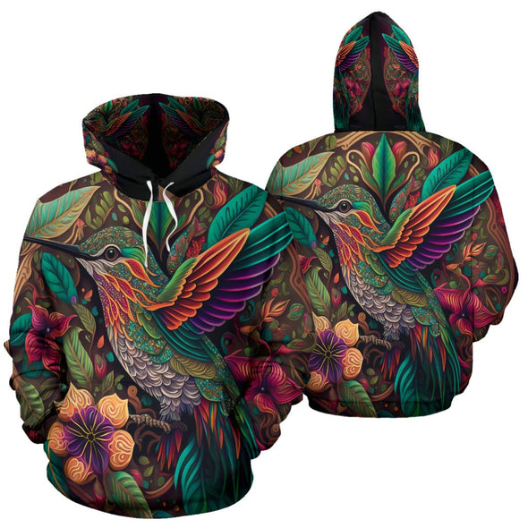 Colorful Psychedelic Hummingbird Hoodie - Crystallized Collective