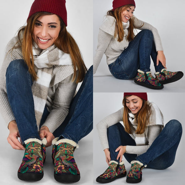 Colorful Psychedelic Hummingbird Winter Sneakers - Crystallized Collective