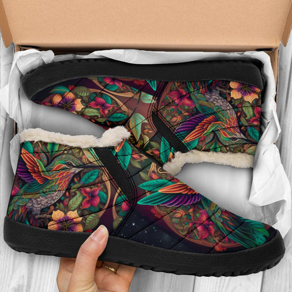 Colorful Psychedelic Hummingbird Winter Sneakers - Crystallized Collective