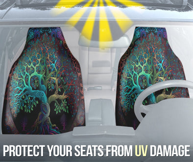 Colorful Psychedelic Tree of Life Seat Cover - Crystallized Collective