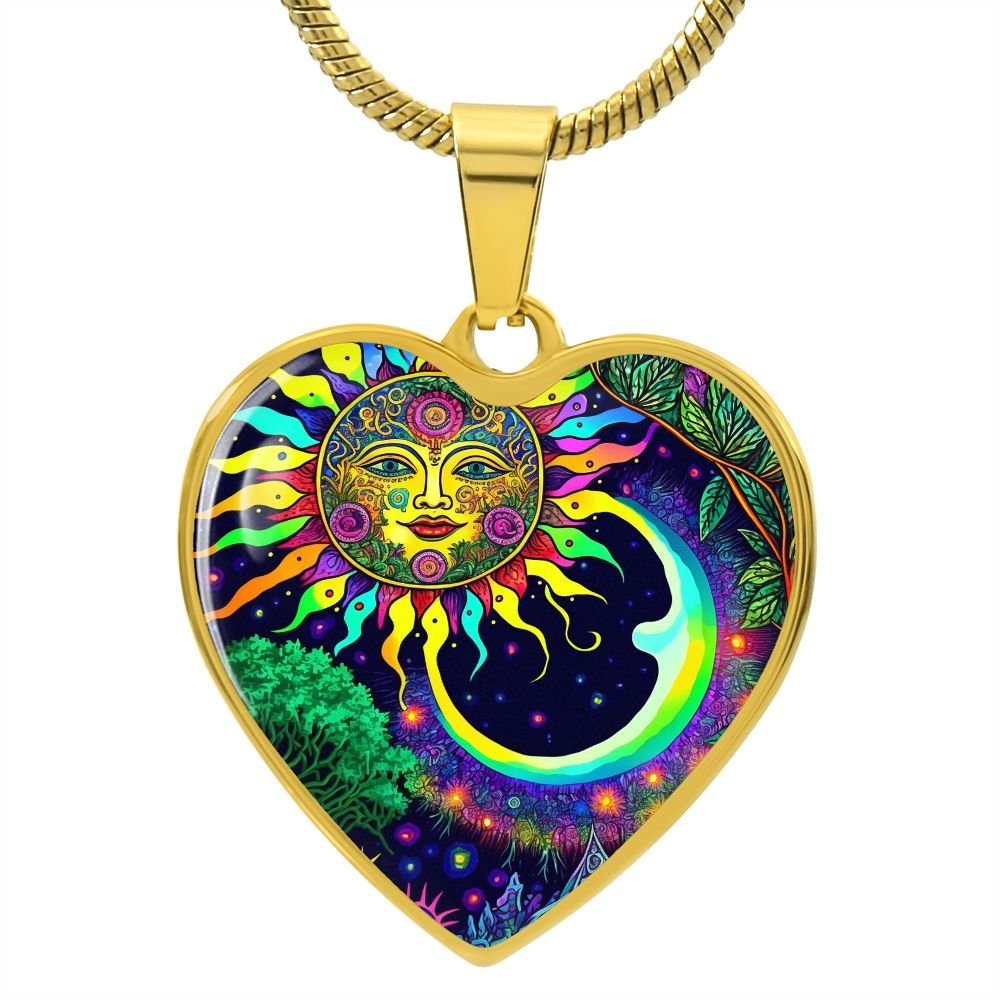 Colorful Sun and Moon Heart Necklace - Crystallized Collective