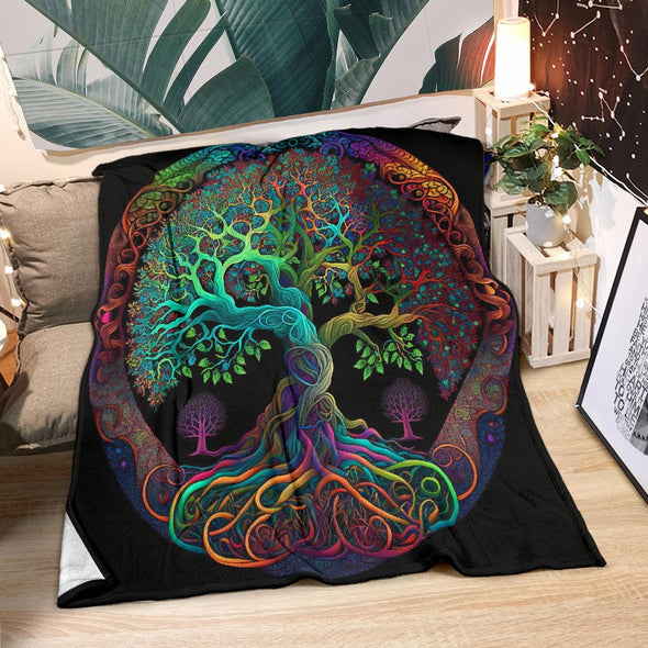 Colorful Tree of Life Premium Blanket - Crystallized Collective