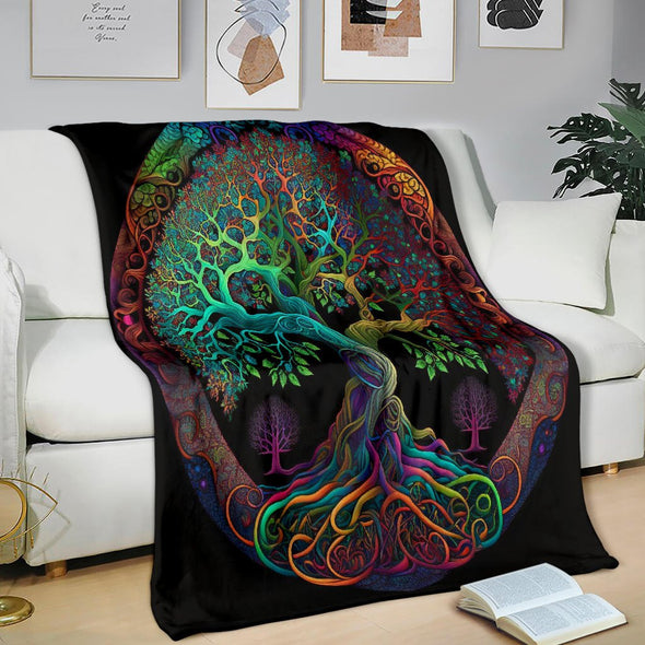 Colorful Tree of Life Premium Blanket - Crystallized Collective