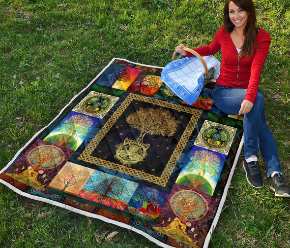 Colorful Tree of life Premium Quilt - Crystallized Collective