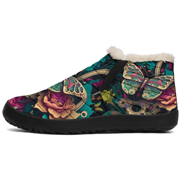 Cottagecore Butterfly Flowers Winter Sneakers - Crystallized Collective