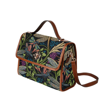 Cottagecore Dragonflies and Flowers Canvas Satche Bag - Crystallized Collective
