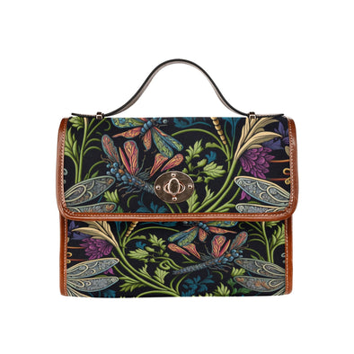 Cottagecore Dragonflies and Flowers Canvas Satche Bag - Crystallized Collective