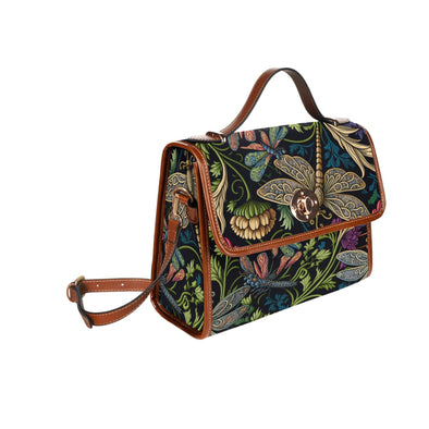 Cottagecore Dragonflies and Flowers1 Canvas Satchel Bag - Crystallized Collective