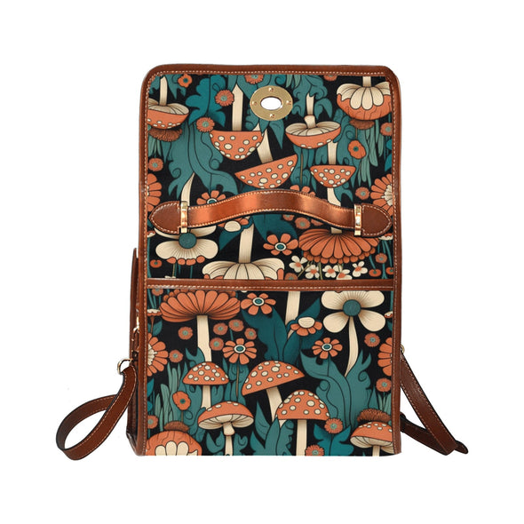 Daisyes and Mushroomms Cottagecore Canvas Satchel Bag - Crystallized Collective