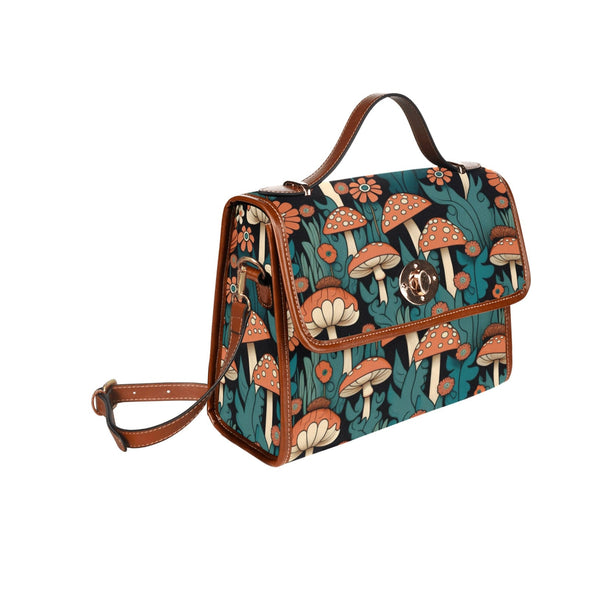 Daisyes and Mushroomms Cottagecore Canvas Satchel Bag - Crystallized Collective