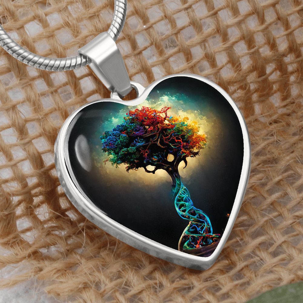 DNA Tree of Life Heart Necklace - Crystallized Collective