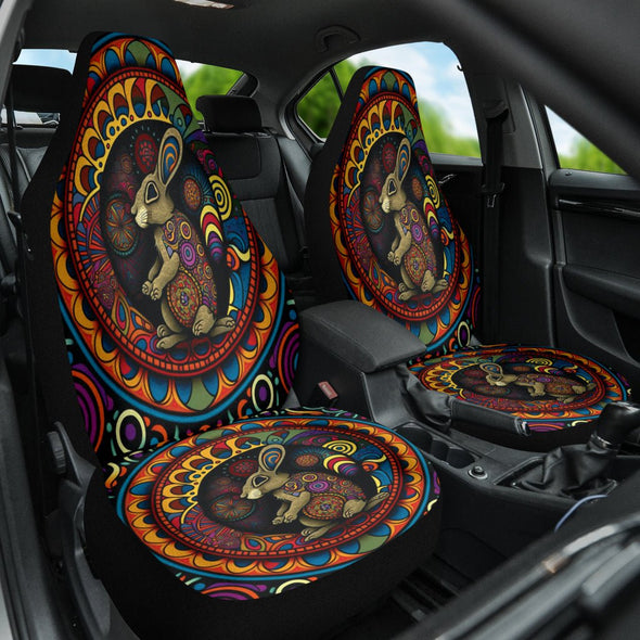 Down the Rabbit Hole Psychedelic Hippe Seat Covers - Crystallized Collective