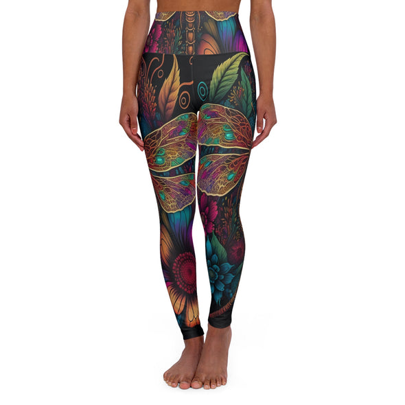 Dragonfly Dreams: Psychedelic High Waist Yoga Legging - Vibrant & Stylish! - Crystallized Collective