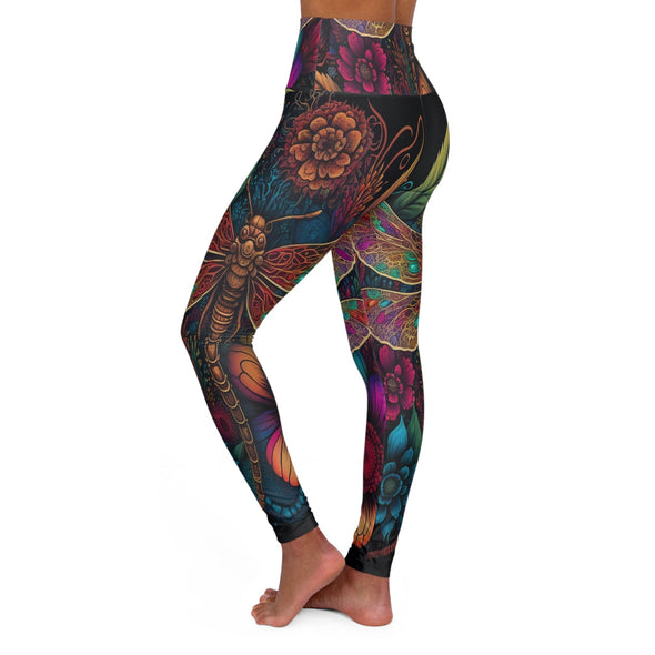 Dragonfly Dreams: Psychedelic High Waist Yoga Legging - Vibrant & Stylish! - Crystallized Collective