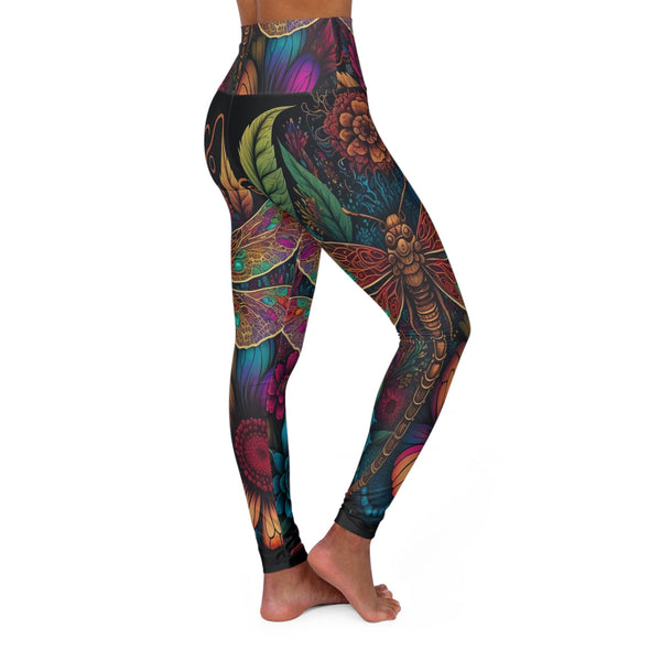 Dragonfly Dreams: Psychedelic High Waist Yoga Legging - Vibrant & Stylish! - Crystallized Collective