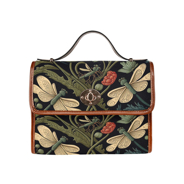 Dragonfly Garden Canvas Satchel Bag - Crystallized Collective