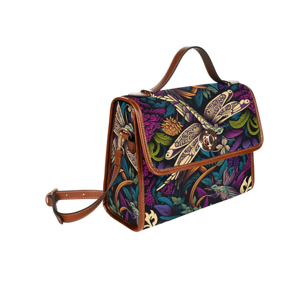 Dragonfly In Wonderland Canvas Satchel Bag - Crystallized Collective