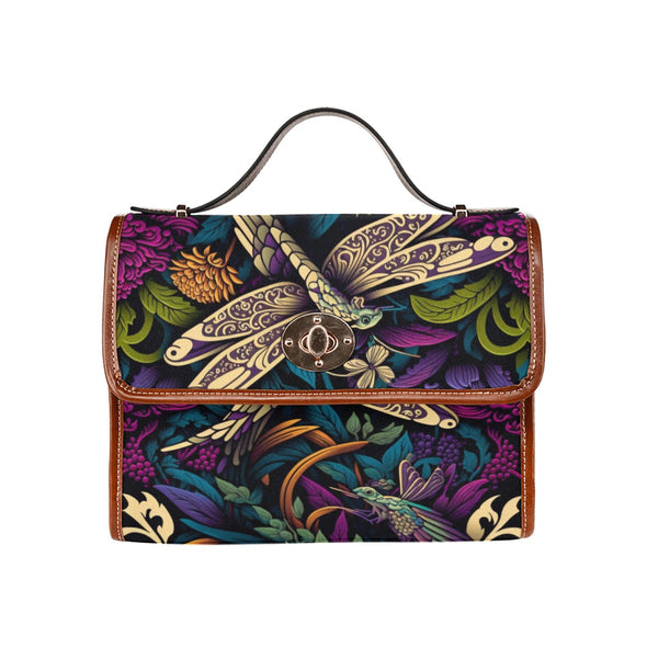 Dragonfly In Wonderland Canvas Satchel Bag - Crystallized Collective