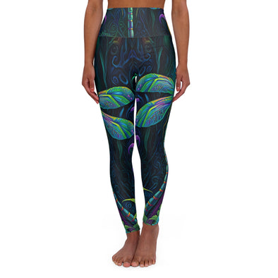 Dragonfly Jungle Vines: Ornate & Colorful High Waist Yoga Legging - Crystallized Collective