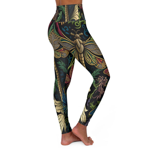 Dragonfly Wonderland Dreams: Psychedelic Yoga Leggings for Serene Souls - Crystallized Collective