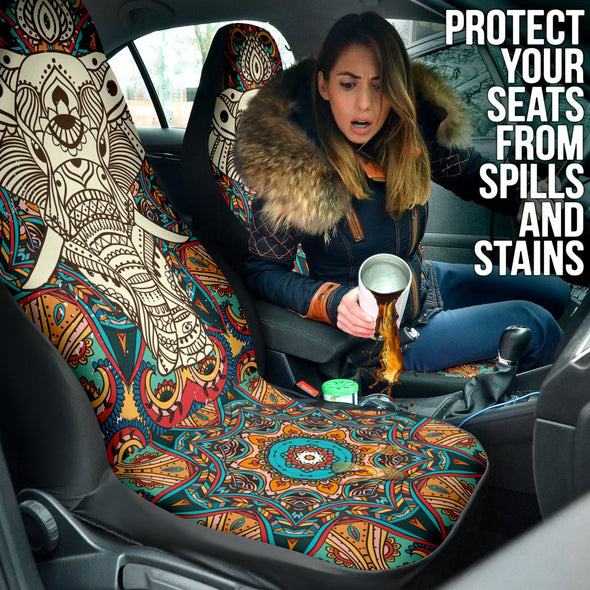 Elephant Mandala Boho Car Seat Covers - Crystallized Collective