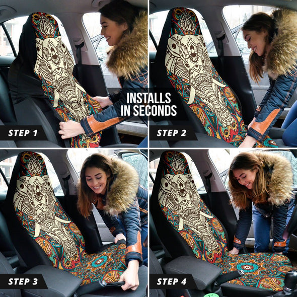 Elephant Mandala Boho Car Seat Covers - Crystallized Collective