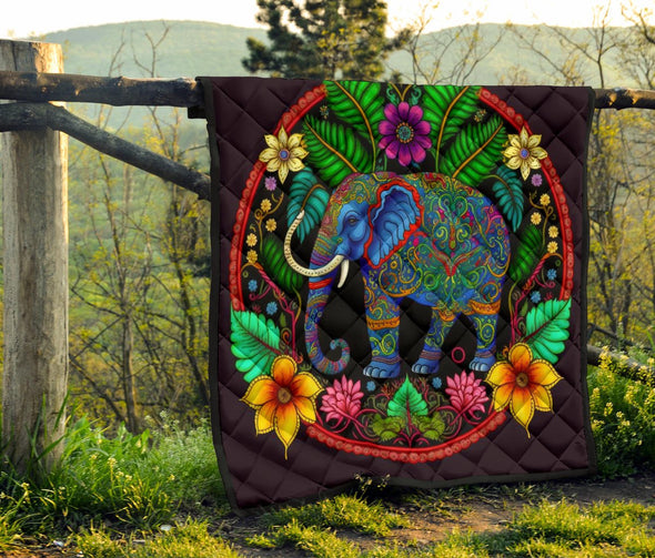 Elephant Mandala Premium Quilt - Crystallized Collective