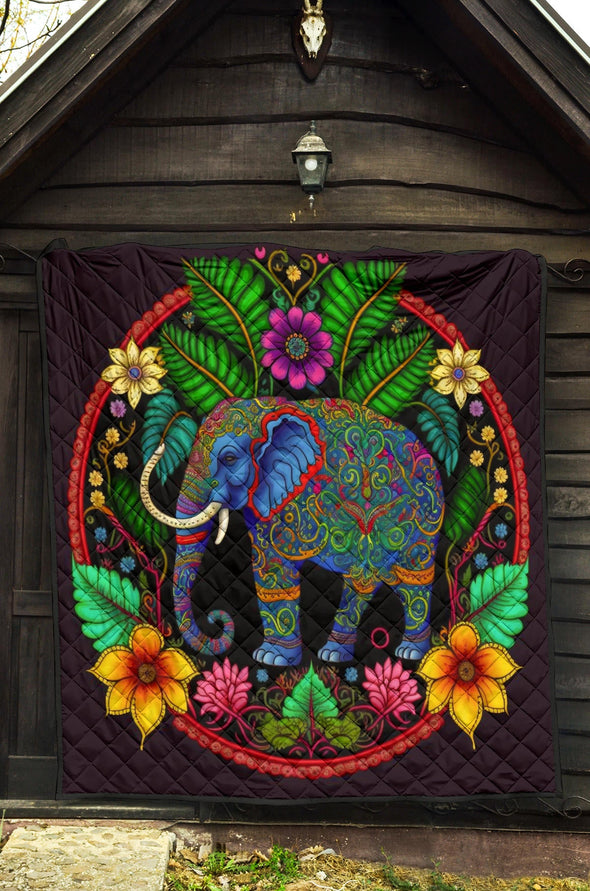 Elephant Mandala Premium Quilt - Crystallized Collective