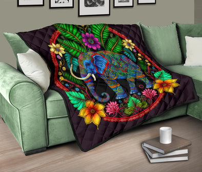 Elephant Mandala Premium Quilt - Crystallized Collective