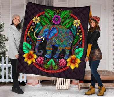 Elephant Mandala Premium Quilt - Crystallized Collective