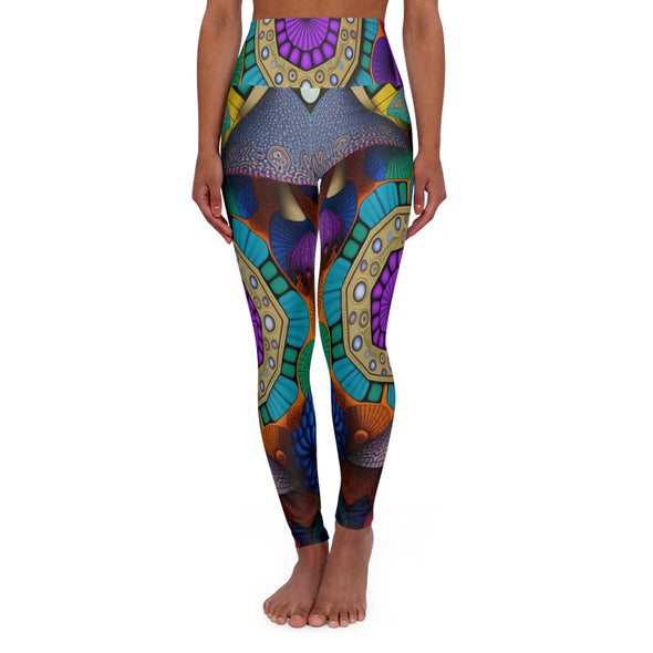 Enchanting Mushroom Mandala Kaleidoscope High Waist Yoga Legging - Crystallized Collective