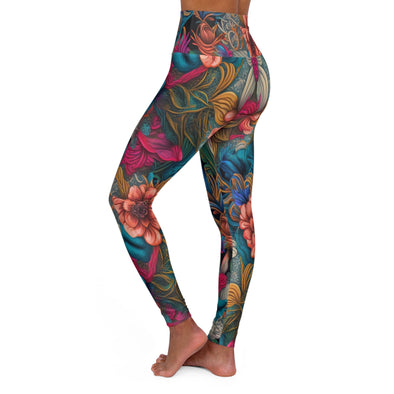 Floral Bliss: Empowering High Waist Yoga Legging for Ultimate Comfort - Crystallized Collective