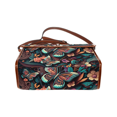 Floral Butterfly Symphony Canvas Satchel Bag - Crystallized Collective