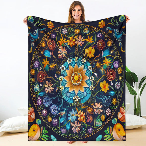 Floral Mandala Premium Blanket - Crystallized Collective