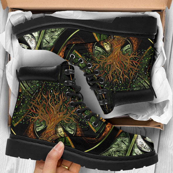 Fractal Tree of Life Suede Boots - Crystallized Collective