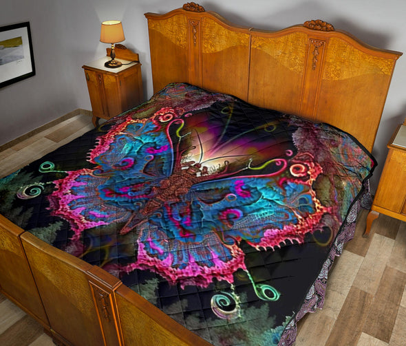 Psychedelic Fractal Butterfly Premium Quilt