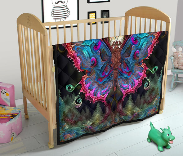 Psychedelic Fractal Butterfly Premium Quilt