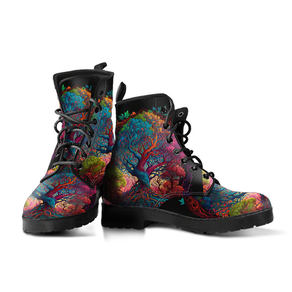 HandCrafted Colorful Psychedelic Tree of Life Boots