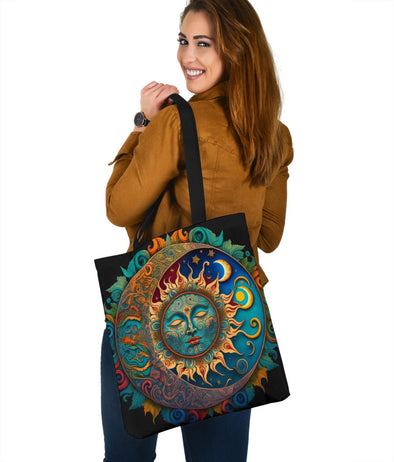 Ornate Sun and Moon Mandala Tote Bag