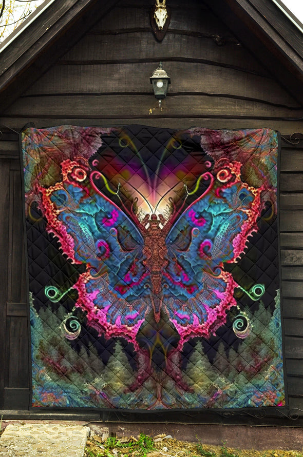 Psychedelic Fractal Butterfly Premium Quilt