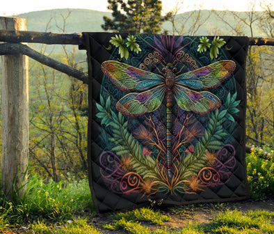 Psychedelic Jungle Dragonfly Premium Quilt