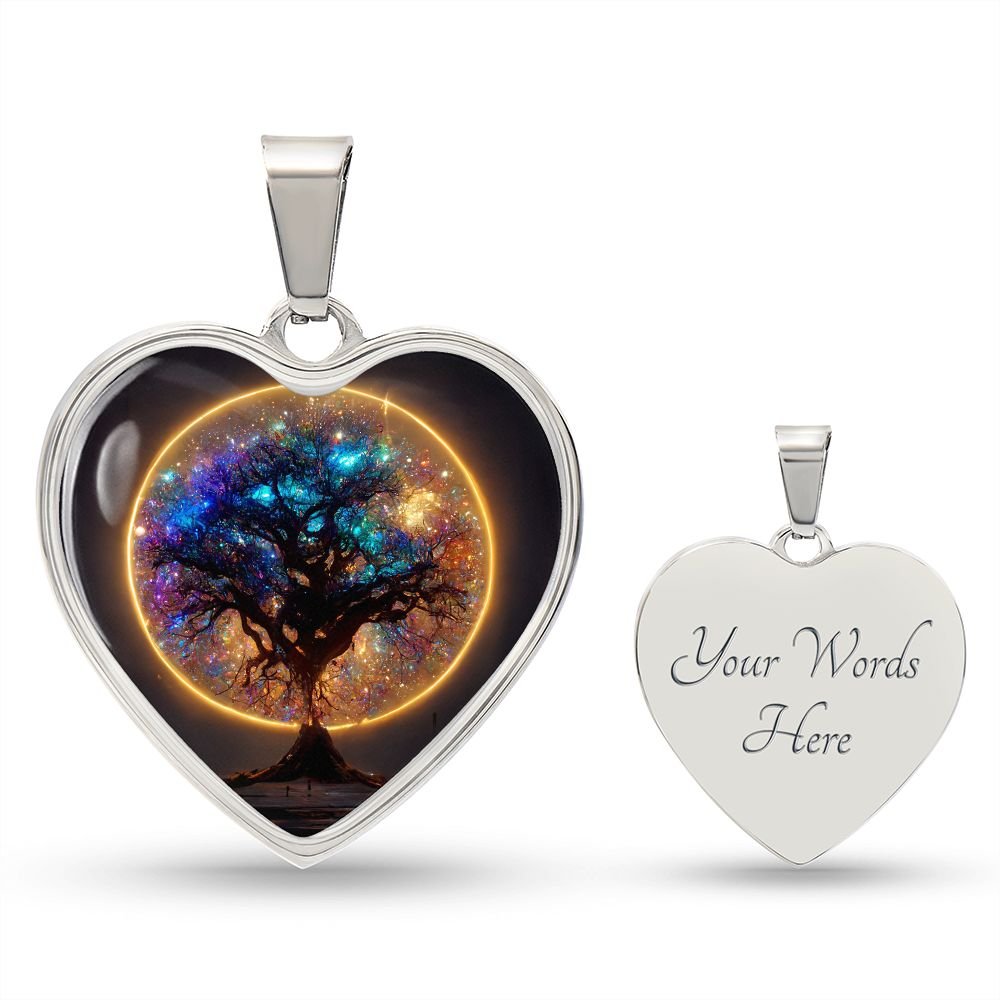 Glowing Galaxy Tree of Life Heart Necklace - Crystallized Collective