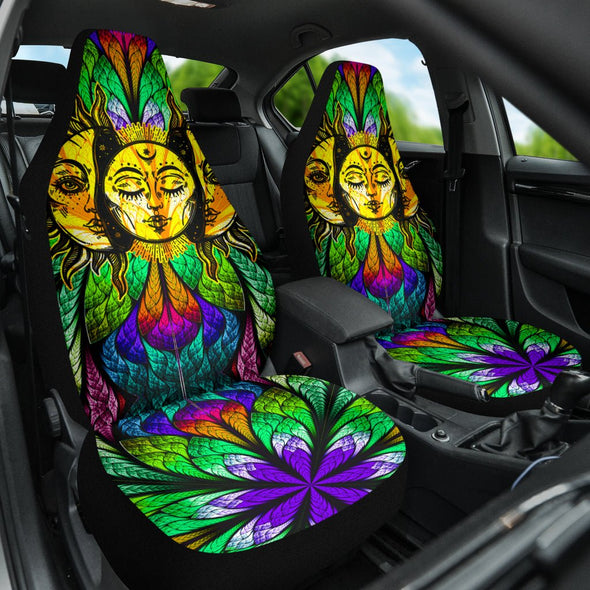 Glowing Sun and Moon Mandala Car Seat Covers - Crystallized Collective