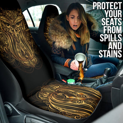 Gold Mandala Owl Car Seat Cover - Crystallized Collective