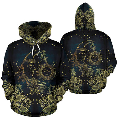 Gold Sun and Moon Hoodie - Crystallized Collective