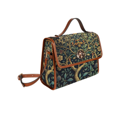 Golden Cottagecore Tree of Life Canvas Satchel Bag - Crystallized Collective