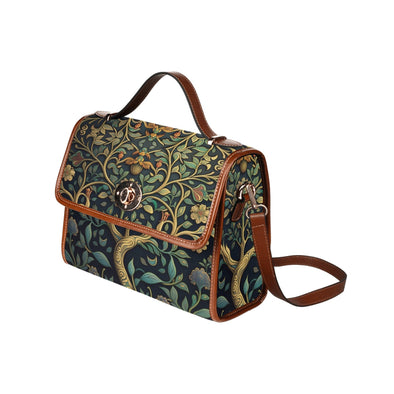 Golden Cottagecore Tree of Life Canvas Satchel Bag - Crystallized Collective