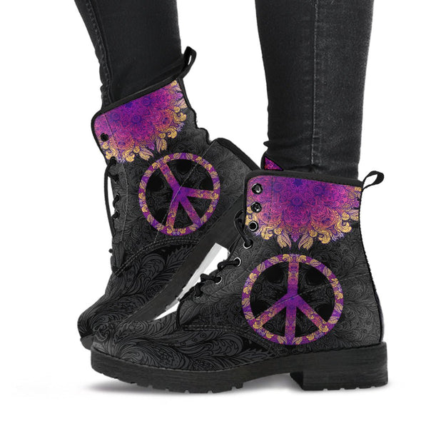 HanCraftedd Peace and Mandala Boots - Crystallized Collective