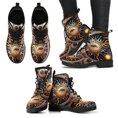 HandCrafted Abstract Ornate Sun and Moon Boots - Crystallized Collective