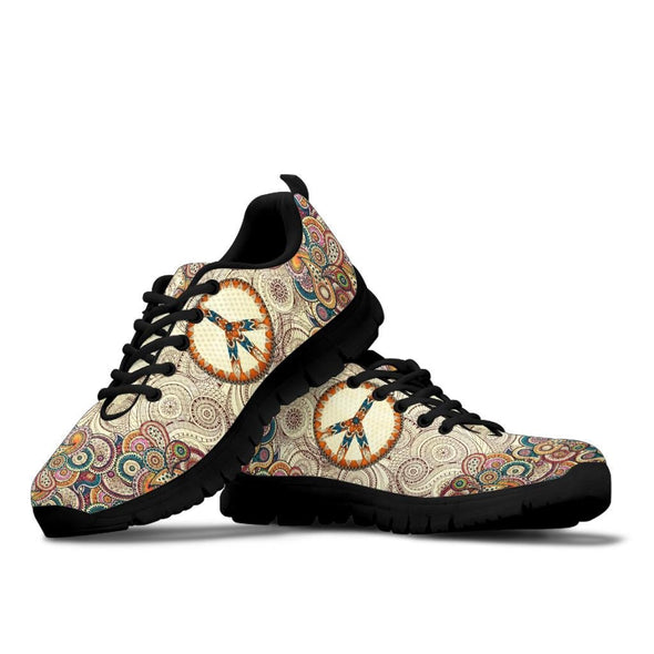 HandCrafted Beige Peace Mandala Sneakers - Crystallized Collective